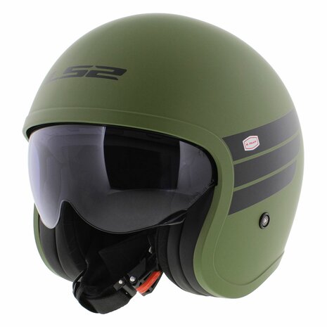 LS2 OF599 Spitfire II helm Retro mat groen zwart