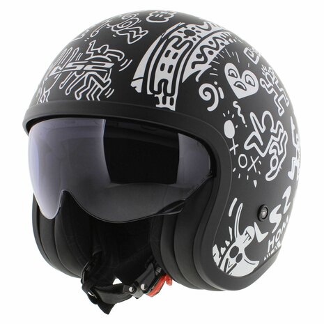 LS2 OF599 Spitfire II helm Tribal mat zwart wit