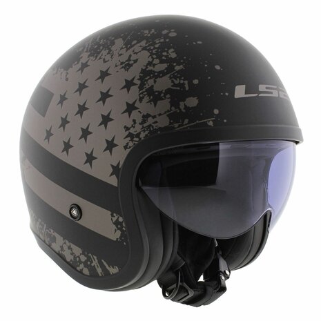 LS2 OF599 Spitfire II helm Flag mat zwart titanium