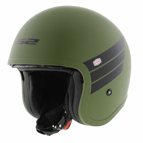LS2 OF599 Spitfire II helm Retro mat groen zwart