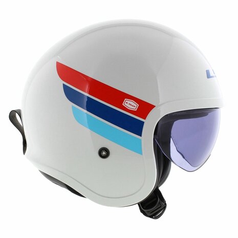 LS2 OF599 Spitfire II helm Retro glans wit rood blauw