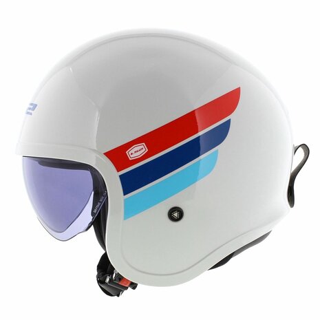 LS2 OF599 Spitfire II helm Retro glans wit rood blauw