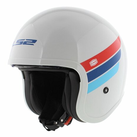 LS2 OF599 Spitfire II helm Retro glans wit rood blauw