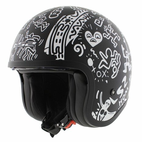 LS2 OF599 Spitfire II helm Tribal mat zwart wit