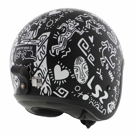 LS2 OF599 Spitfire II helm Tribal mat zwart wit