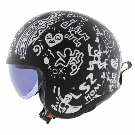 LS2 OF599 Spitfire II helm Tribal mat zwart wit