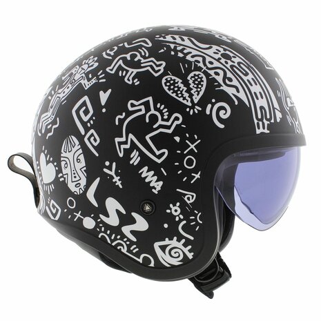 LS2 OF599 Spitfire II helm Tribal mat zwart wit