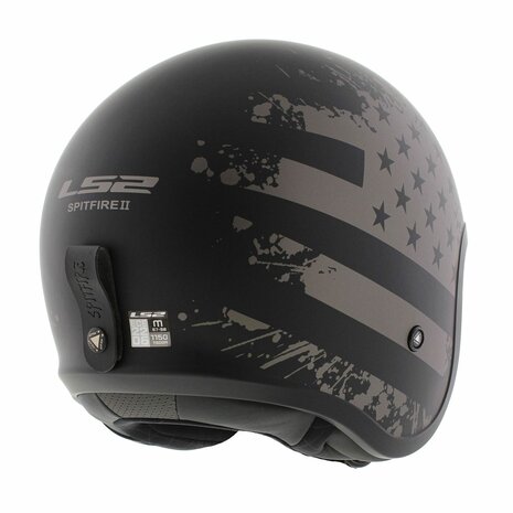 LS2 OF599 Spitfire II helm Flag mat zwart titanium