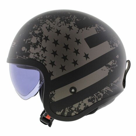 LS2 OF599 Spitfire II helm Flag mat zwart titanium