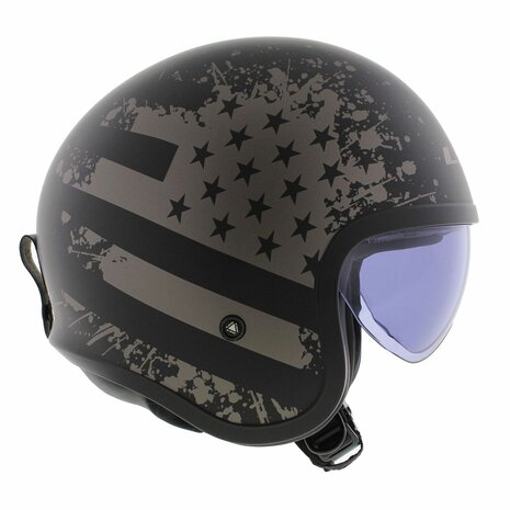 LS2 OF599 Spitfire II helm Flag mat zwart titanium