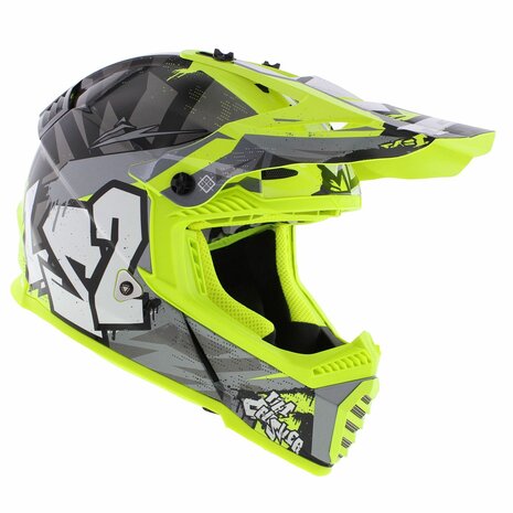 LS2 MX437 Fast EVO II mini kinder crosshelm Crusher glans zwart geel