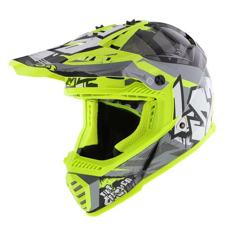 LS2 MX437 Fast EVO II mini kinder crosshelm Crusher glans zwart geel