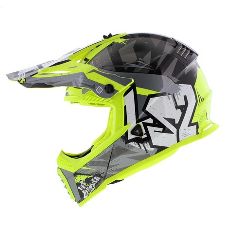 LS2 MX437 Fast EVO II mini kinder crosshelm Crusher glans zwart geel