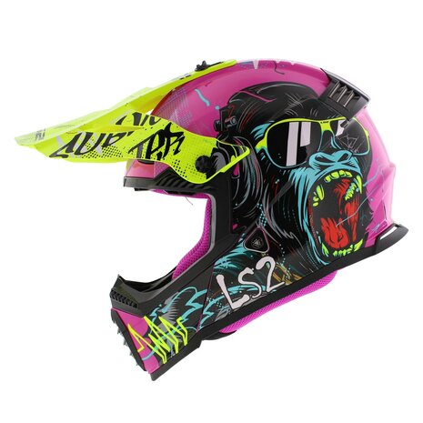 LS2 MX437 Fast EVO II mini kinder crosshelm Gorilla glans paars