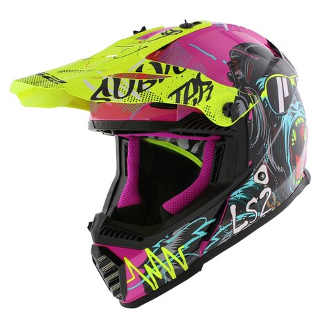 LS2 MX437 Fast EVO II mini kinder crosshelm Gorilla glans paars