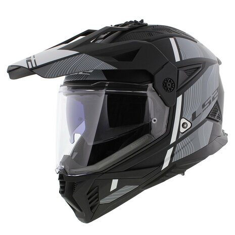 LS2 MX702 Pioneer II helm Hill mat zwart wit