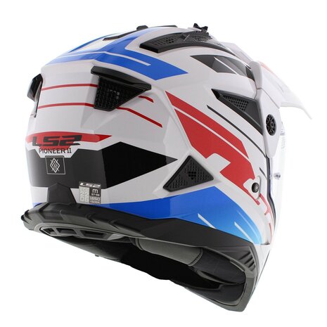 LS2 MX702 Pioneer II helm Namib glans wit blauw rood