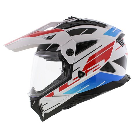 LS2 MX702 Pioneer II helm Namib glans wit blauw rood