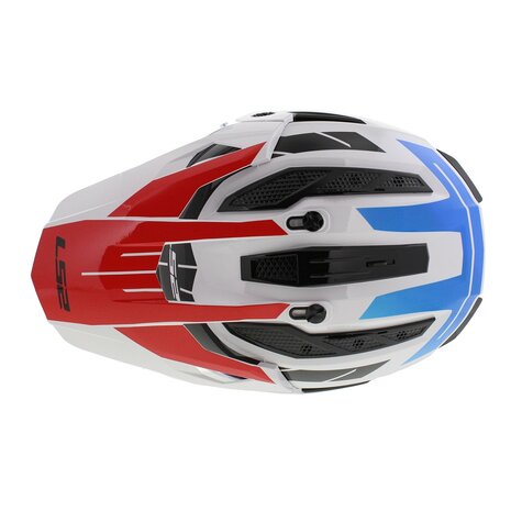 LS2 MX702 Pioneer II helm Namib glans wit blauw rood