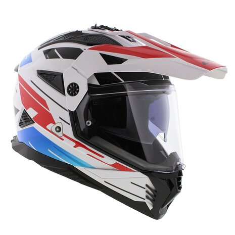 LS2 MX702 Pioneer II helm Namib glans wit blauw rood
