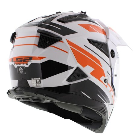 LS2 MX702 Pioneer II helm Namib glans wit oranje