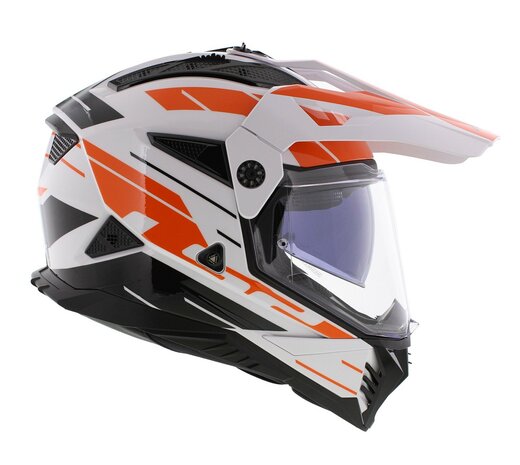 LS2 MX702 Pioneer II helm Namib glans wit oranje