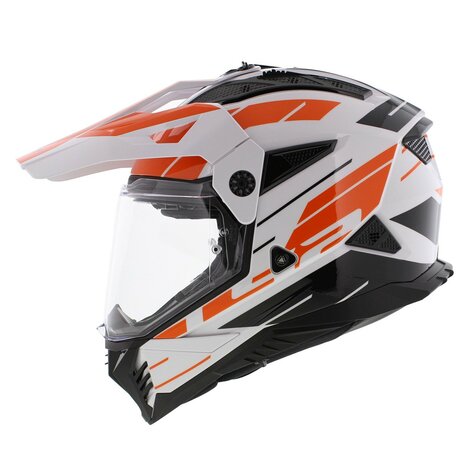 LS2 MX702 Pioneer II helm Namib glans wit oranje