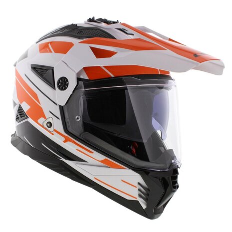 LS2 MX702 Pioneer II helm Namib glans wit oranje