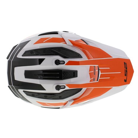 LS2 MX702 Pioneer II helm Namib glans wit oranje