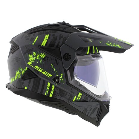 LS2 MX702 Pioneer II helm Crazy mat grijs geel