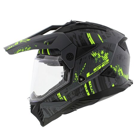 LS2 MX702 Pioneer II helm Crazy mat grijs geel