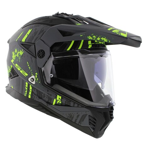 LS2 MX702 Pioneer II helm Crazy mat grijs geel