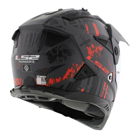 LS2 MX702 Pioneer II helm Crazy mat grijs rood