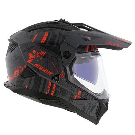 LS2 MX702 Pioneer II helm Crazy mat grijs rood