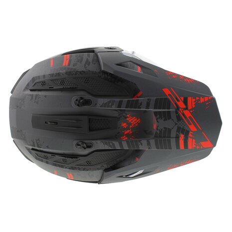 LS2 MX702 Pioneer II helm Crazy mat grijs rood