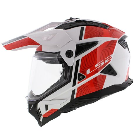 LS2 MX702 Pioneer II helm Hill glans wit rood