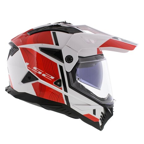 LS2 MX702 Pioneer II helm Hill glans wit rood