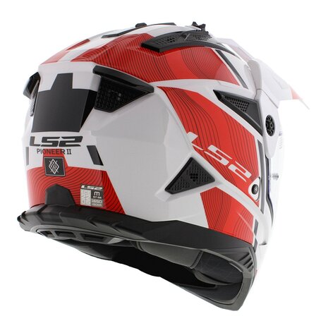 LS2 MX702 Pioneer II helm Hill glans wit rood