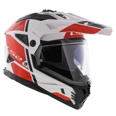 LS2 MX702 Pioneer II helm Hill glans wit rood