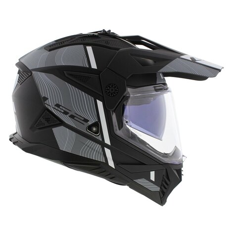 LS2 MX702 Pioneer II helm Hill mat zwart wit