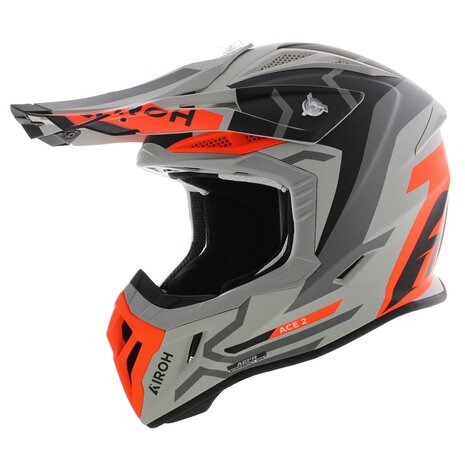 Airoh Aviator Ace 2 crosshelm Ground - mat grijs oranje