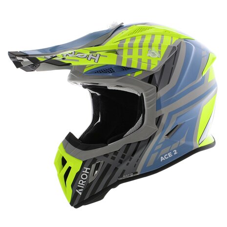 Airoh Aviator Ace 2 crosshelm Proud - glans geel blauw grijs