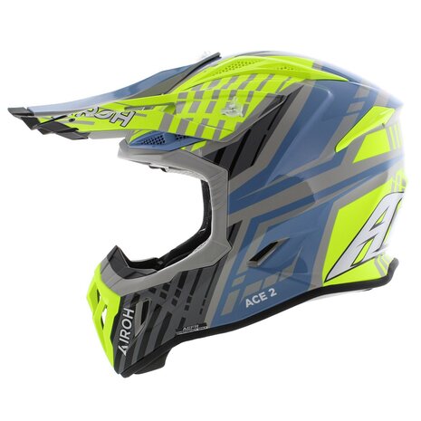 Airoh Aviator Ace 2 crosshelm Proud - glans geel blauw grijs