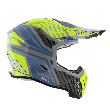 Airoh Aviator Ace 2 crosshelm Proud - glans geel blauw grijs