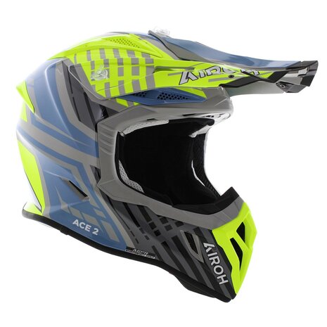 Airoh Aviator Ace 2 crosshelm Proud - glans geel blauw grijs