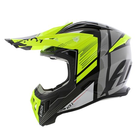 Airoh Aviator Ace 2 crosshelm Engine - glans zwart wit geel