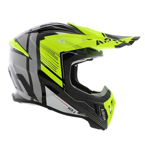 Airoh Aviator Ace 2 crosshelm Engine - glans zwart wit geel