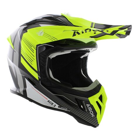 Airoh Aviator Ace 2 crosshelm Engine - glans zwart wit geel