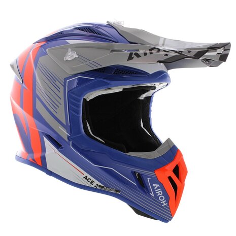 Airoh Aviator Ace 2 crosshelm Engine - glans blauw oranje grijs