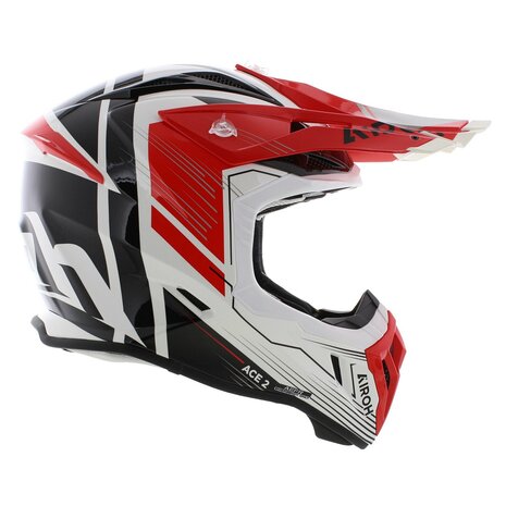Airoh Aviator Ace 2 crosshelm Engine - glans wit rood zwart
